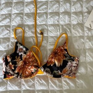 Maaji floral ribbed reversible bikini top